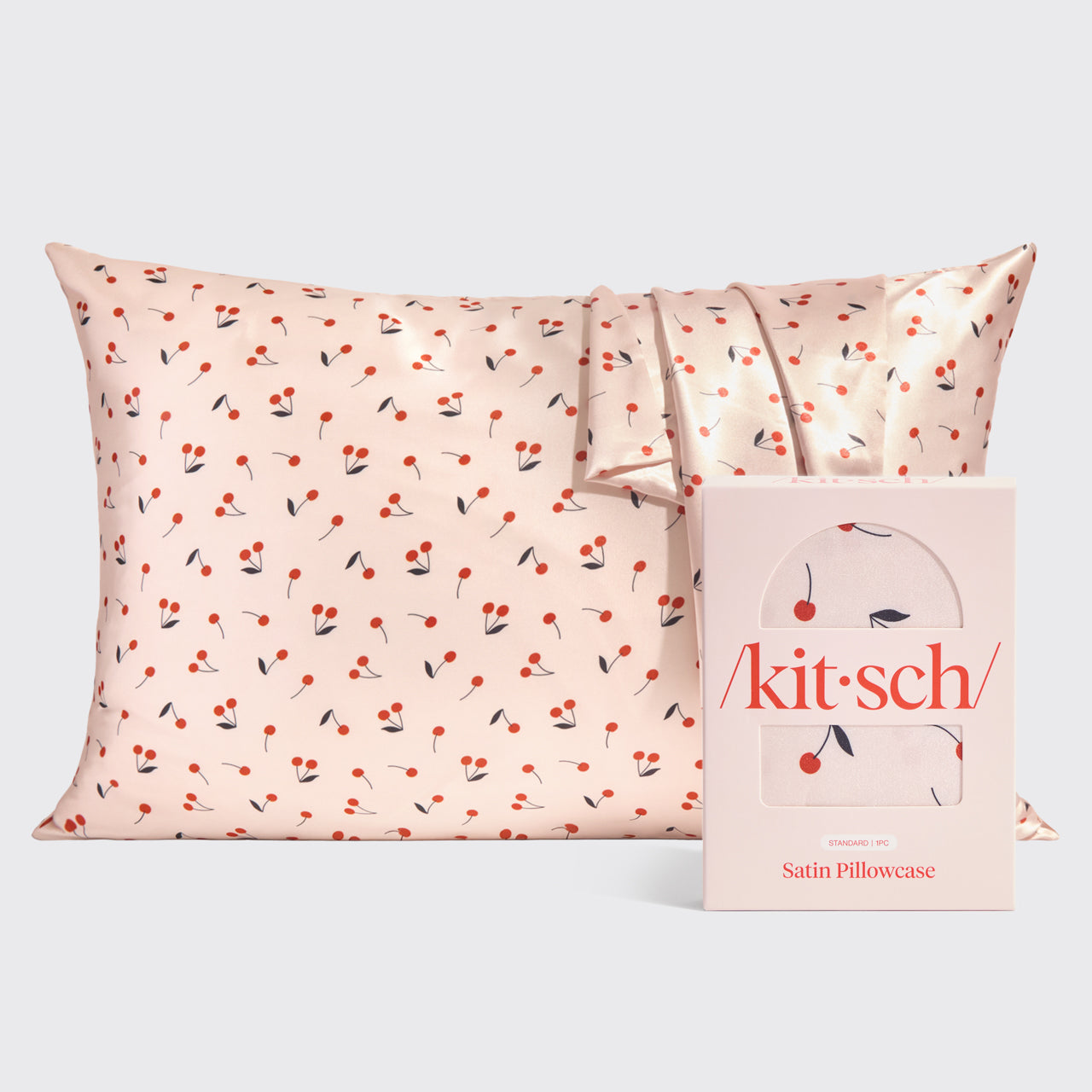 Satin Pillowcase in Cherry Print 4 Pack