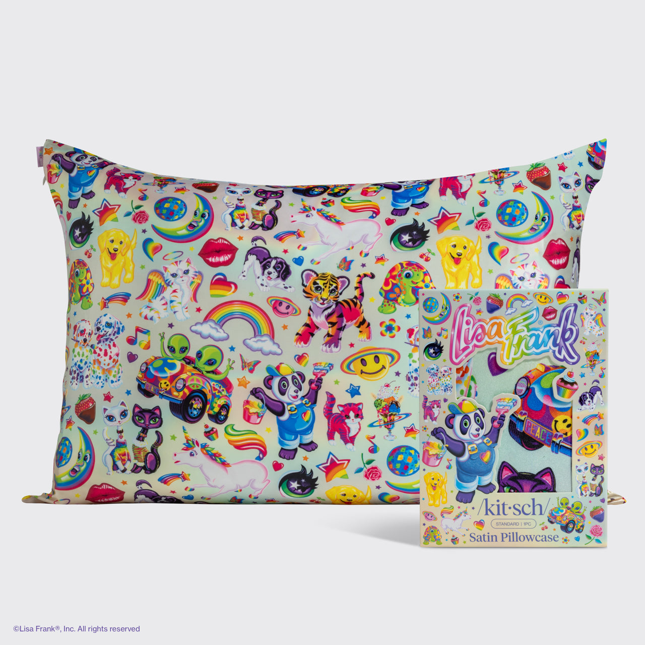 Lisa Frank x Kitsch Satin Pillowcase in The Fantastic World of Lisa Frank 4 Pack