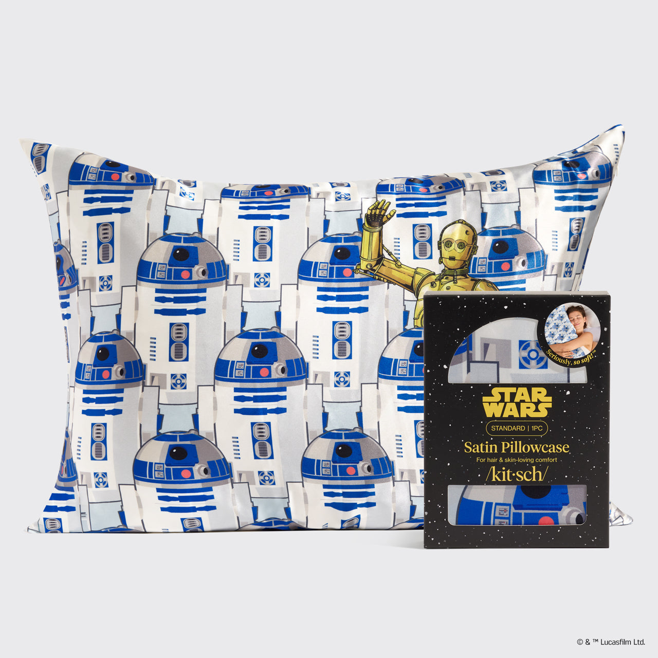 Star Wars™ & Kitsch Satin Pillowcase in R2-D2 & C-3PO 4 Pack