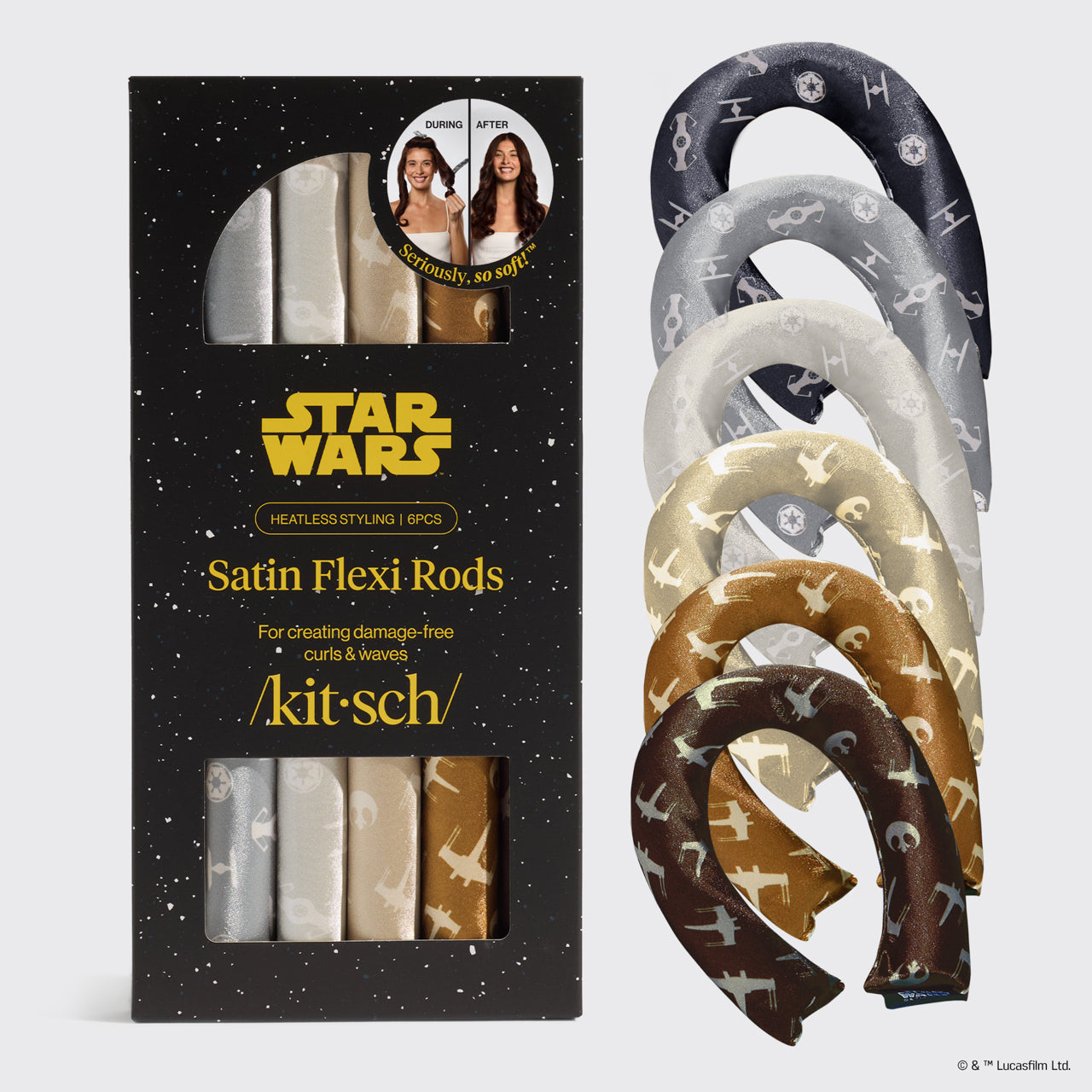 Satin Flexi Rods 6pc Set - Star Wars™ & Kitsch Satin Flexi Rods - Light Side vs Dark Side